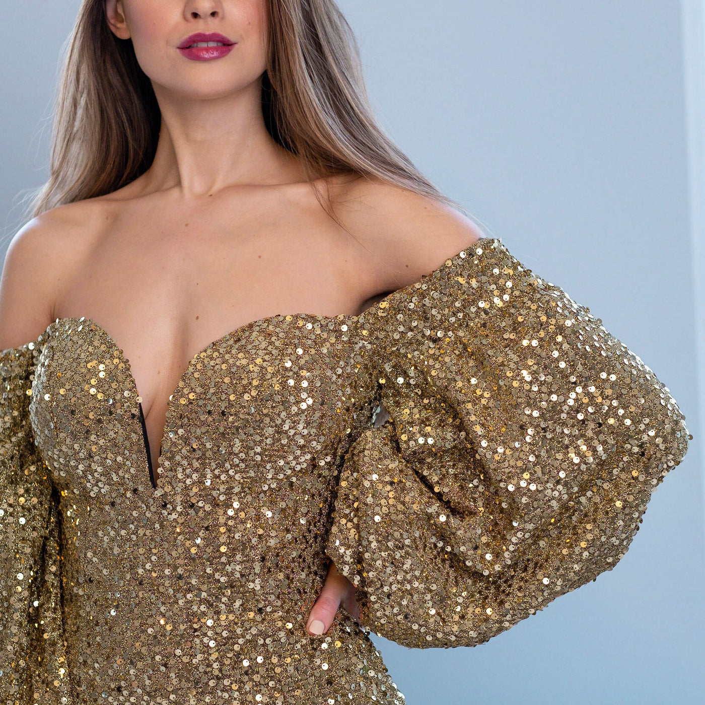 Rare London - Sequin Mini Dress - Gold
