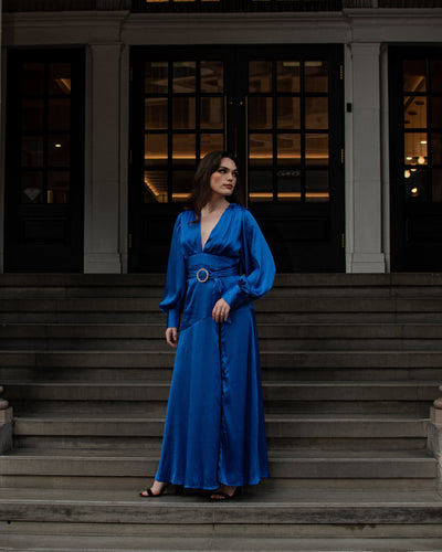 FINAL SALE* Satin Maxi Dress - Blue