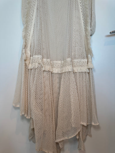 FINAL SALE* PatBo - Long Sleeve Fringe Beach Dress - Ivory