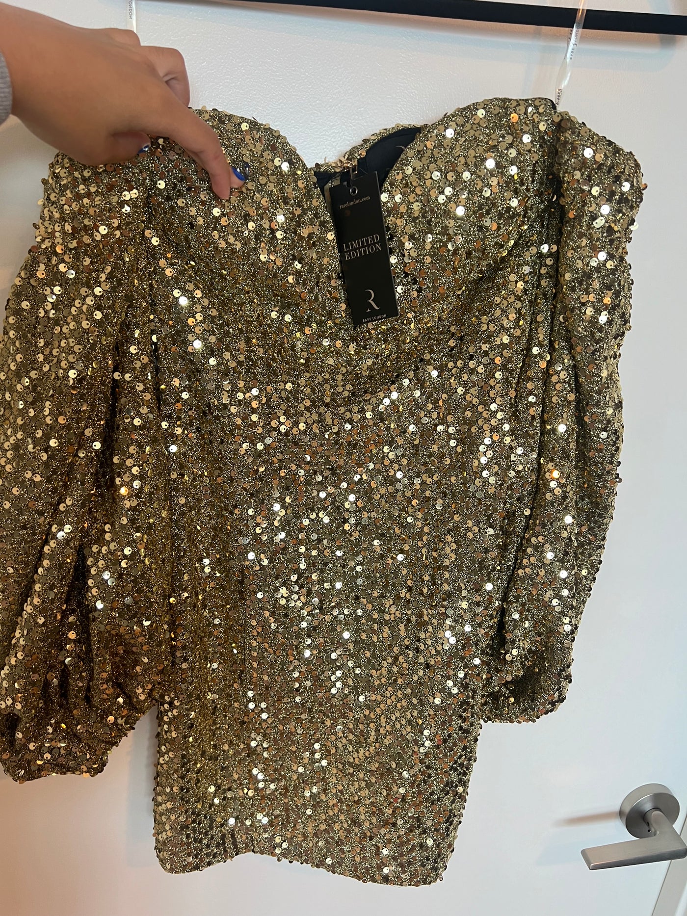 FINAL SALE* Rare London - Sequin Mini Dress - Gold