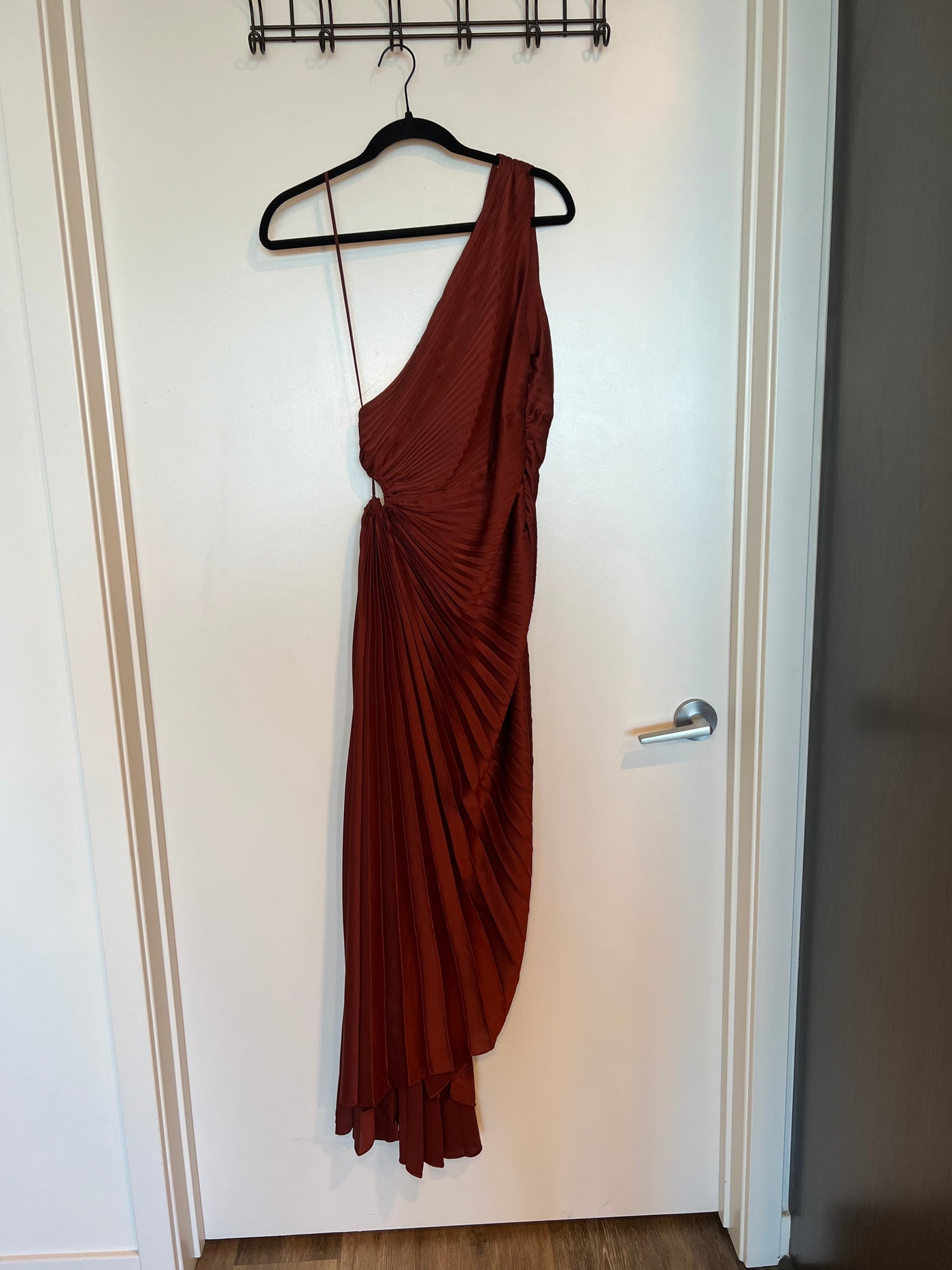 FINAL SALE* A.L.C - Delfina Pleated Long Asymmetric Dress - Brunette