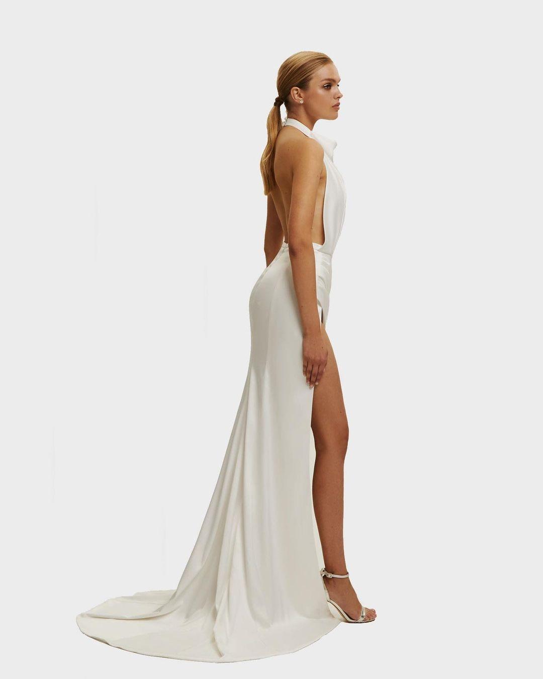 Milla - High Slit Dress - White