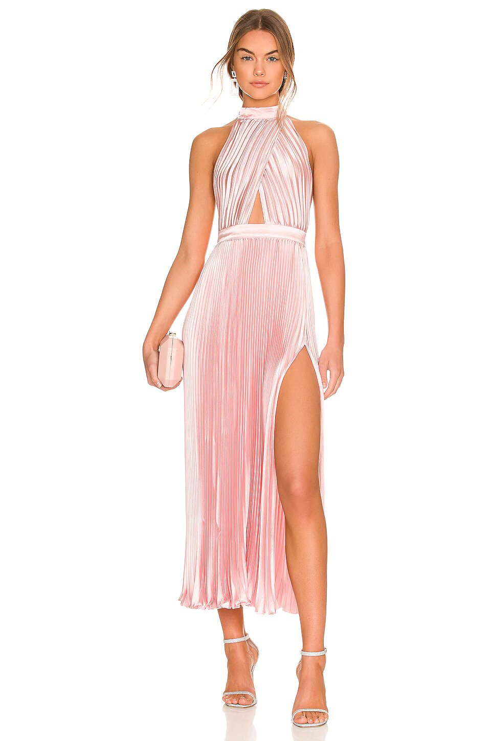 L'idee - Renaissance Split Midi Dress - Light Pink