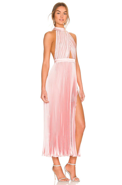 L'idee - Renaissance Split Midi Dress - Light Pink